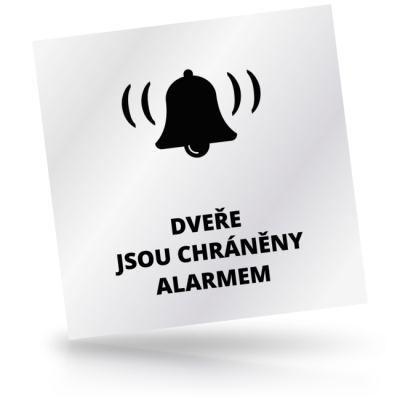 Dveře jsou chráněny alarmem - čtvercové označení