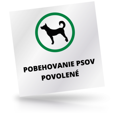 Pobehovanie psov povolené - čtvercové označení