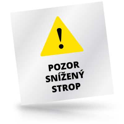 Pozor snížený strop - čtvercové označení