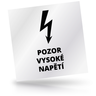 Pozor vysoké napětí - čtvercové označení
