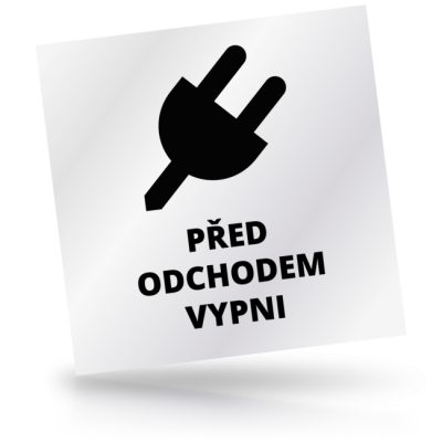 Před odchodem vypni - čtvercové označení