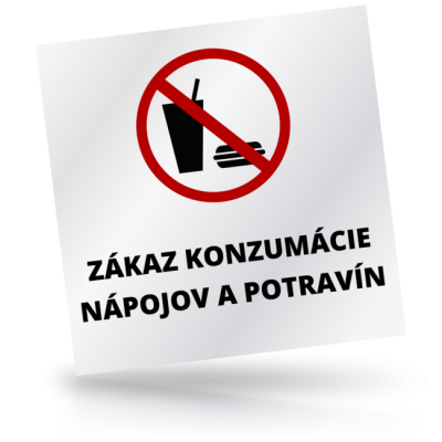 Zákaz konzumácie nápojov a potravín - čtvercové označení