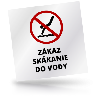 Zákaz skákanie do vody - čtvercové označení
