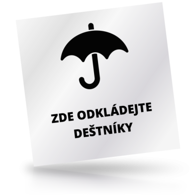 Zde odkládejte deštníky - čtvercové označení