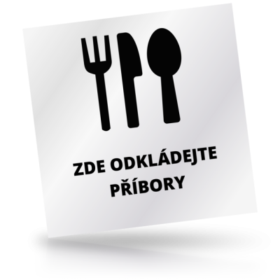 Zde odkládejte příbory - čtvercové označení