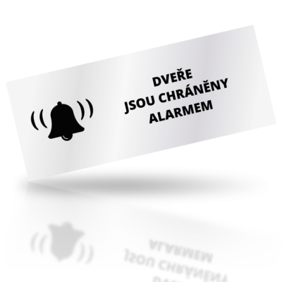 Dveře jsou chráněny alarmem - obdelníkové označení