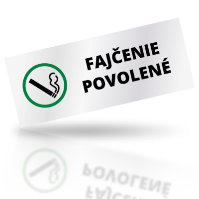 Fajčenie povolené - obdelníkové označení