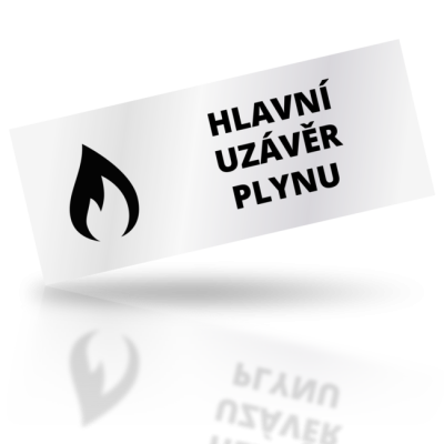 Hlavní uzávěr plynu - obdelníkové označení