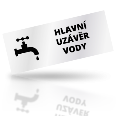 Hlavní uzávěr vody - obdelníkové označení