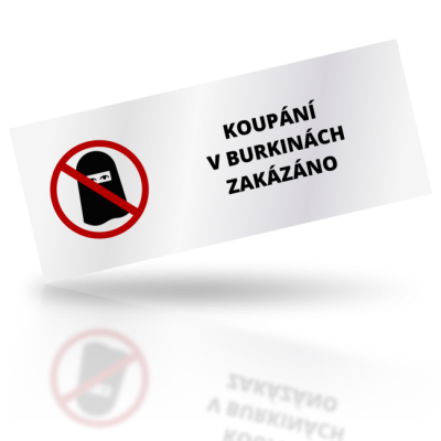 Koupání v burkinách zakázáno - obdelníkové označení