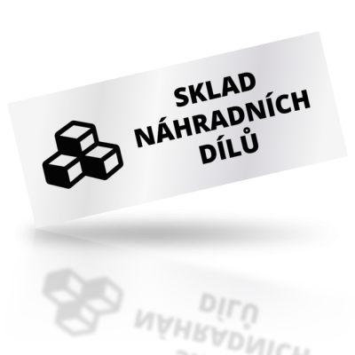 Sklad náhradních dílů - obdelníkové označení