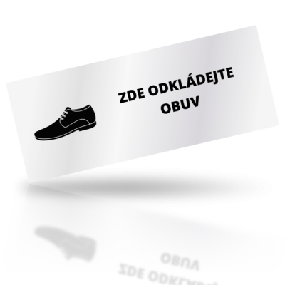 Zde odkládejte obuv - obdelníkové označení