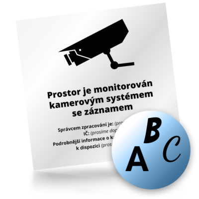 Cedulka pro označení kamery dle GDPR čtvercové označení