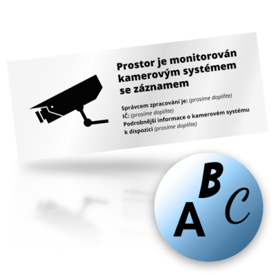 Cedulka pro označení kamery dle GDPR obdélníkové označení