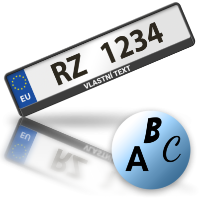 Vlastní text na rámeček poznávací značky auta