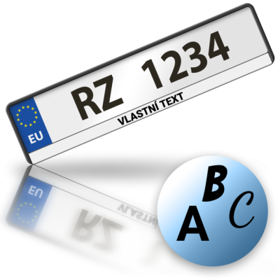 Vlastní text na rámeček poznávací značky auta - bílá lišta
